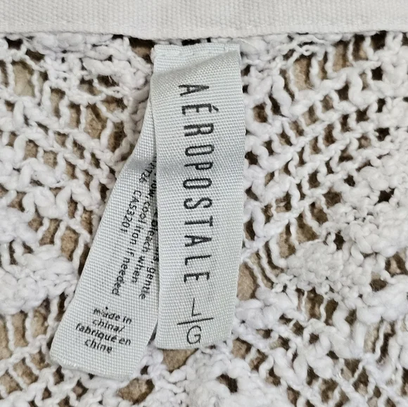 Aeropostale White Crochet Lace Cardigan Women Large Y2K Open Front Layer Cottage - Picture 5 of 7